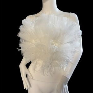 Léger feather and tulle avant garde strapless bustier top sz Medium